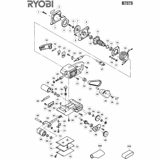 Ryobi B7075 Spare Parts List Type: 1000018719